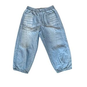 SHEIN Curve 1XL Light Wash Baggy Denim Jogger Pants | Elastic Waist Soft Jeans